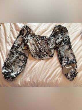 Urban Outfitters Black and Gray Cropped Corset Top